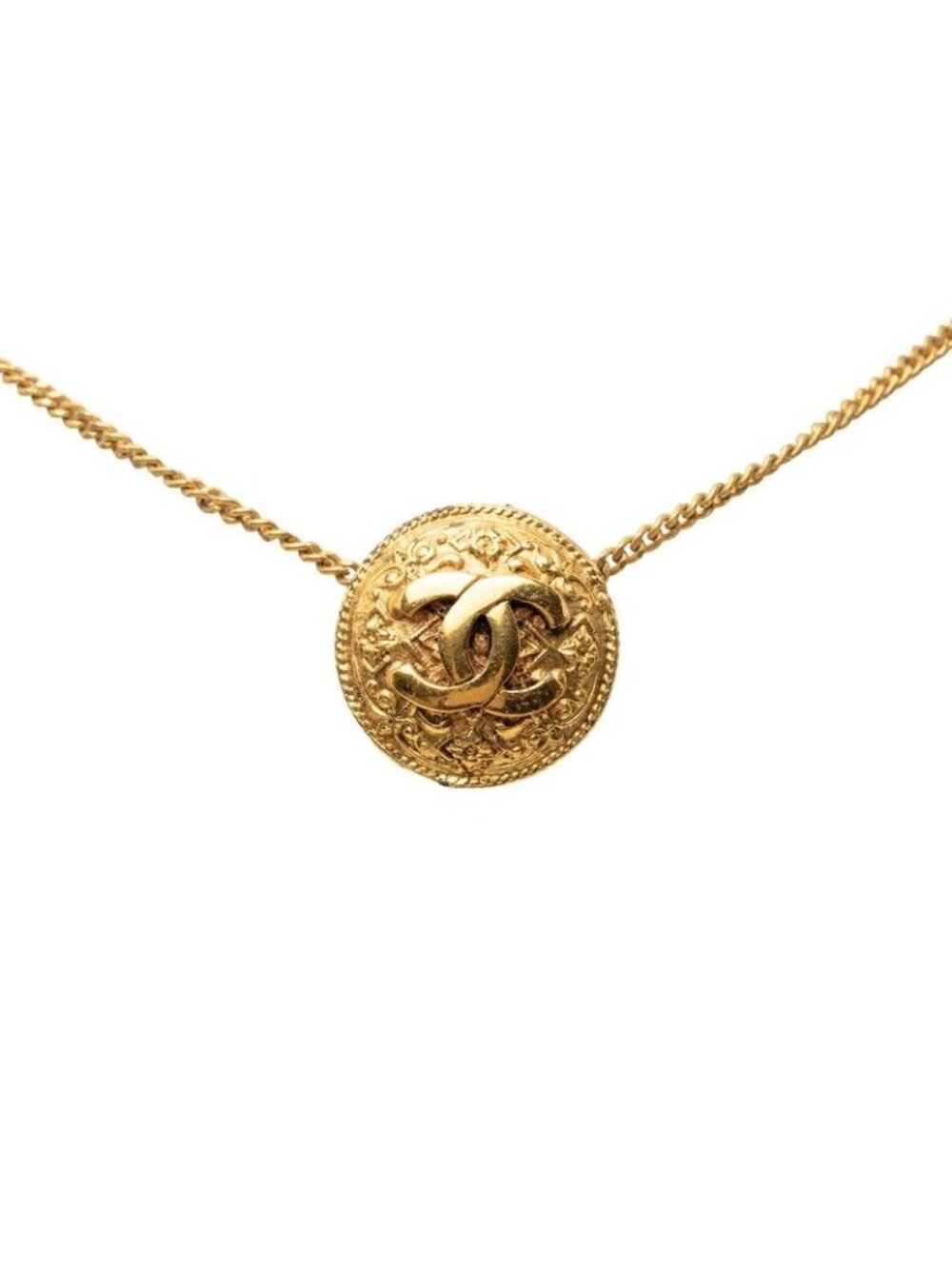 Chanel Vintage CC Logo Necklace Gold Plated